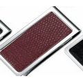 Metal Chrome Plated Money Clip w/ Brown Snake Skin Pattern
